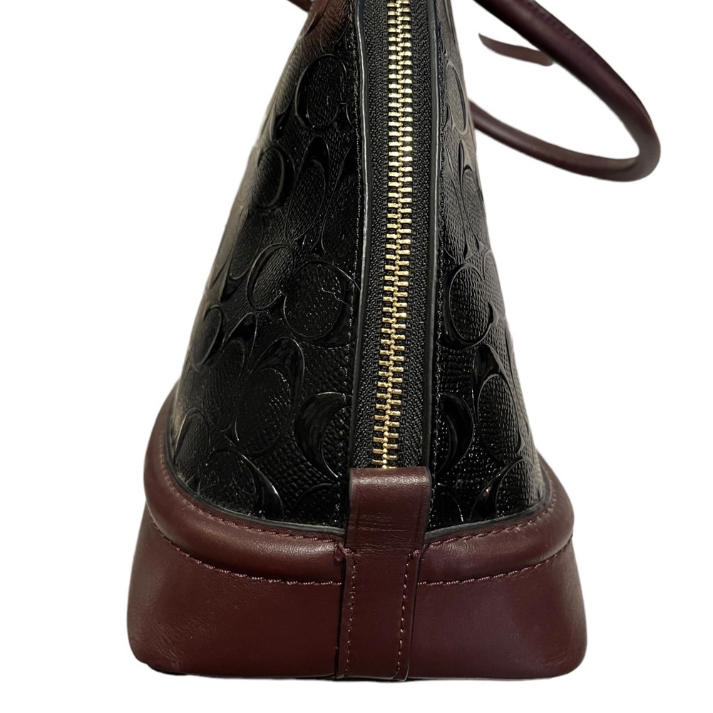 👜♥️ COACH Sierra Leather Satchel Handbag Black/Burgundy/Gold Tone Like New ❤️👜 - Picture 10 of 16